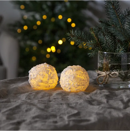 Belysning Jul snøball 2-pakning vokslys LED