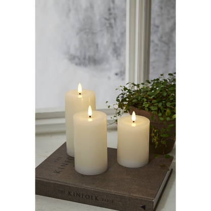 Stearinlys LED Blokklys Flamme Flow Hvit 17,5 cm