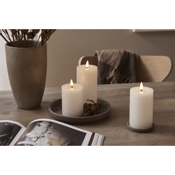 Stearinlys LED Blokklys Flamme Flow Hvit 15 cm