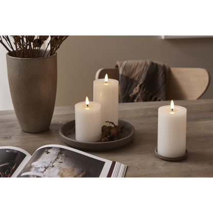 Stearinlys LED Blokklys Flamme Flow Hvit 15 cm