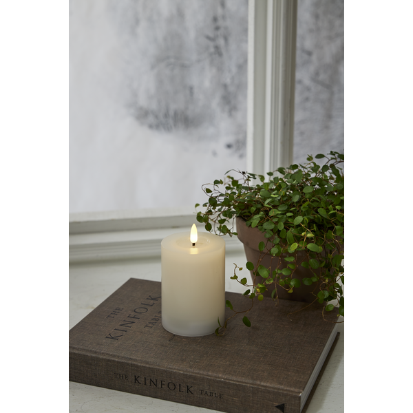 Stearinlys LED Blokklys Flamme Flow Hvit 12,5 cm