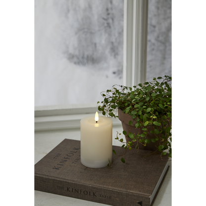 Stearinlys LED Blokklys Flamme Flow Hvit 12,5 cm