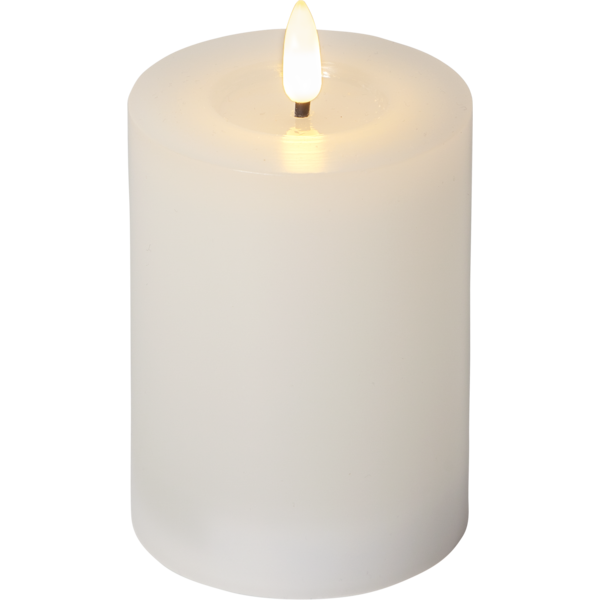 Stearinlys LED Blokklys Flamme Flow Hvit 12,5 cm