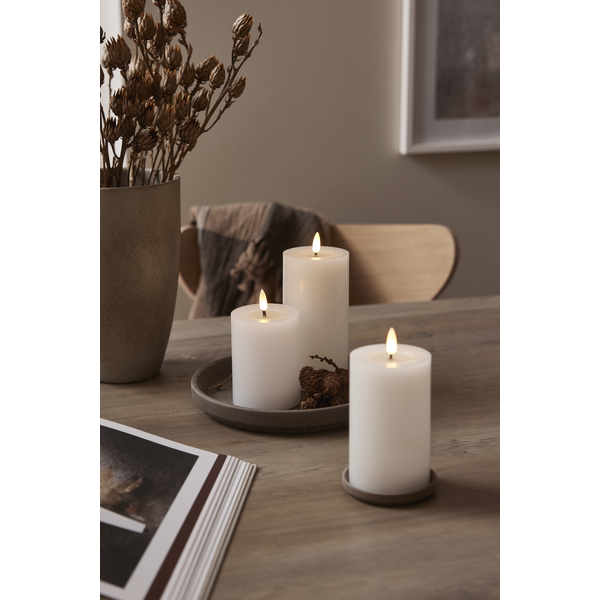 Stearinlys LED Blokklys Flamme Flow Hvit 12,5 cm