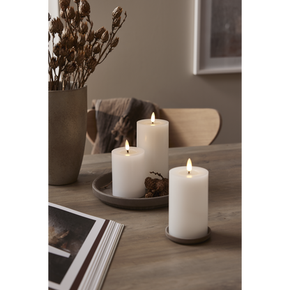 Stearinlys LED Blokklys Flamme Flow Hvit 12,5 cm