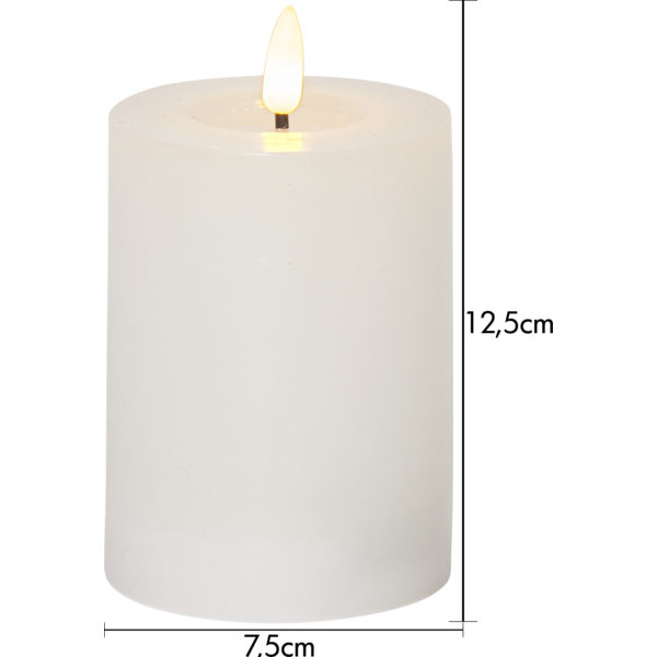 Stearinlys LED Blokklys Flamme Flow Hvit 12,5 cm