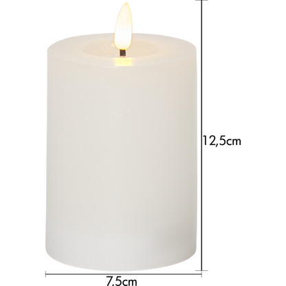 Stearinlys LED Blokklys Flamme Flow Hvit 12,5 cm