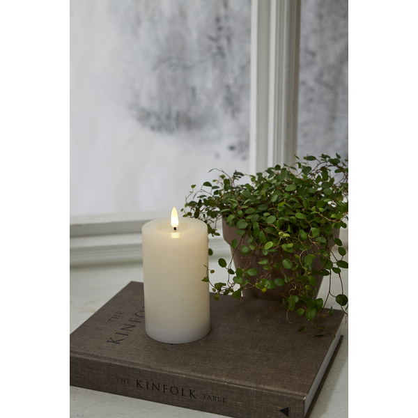 Stearinlys LED Blokklys Flamme Flow Hvit 15 cm