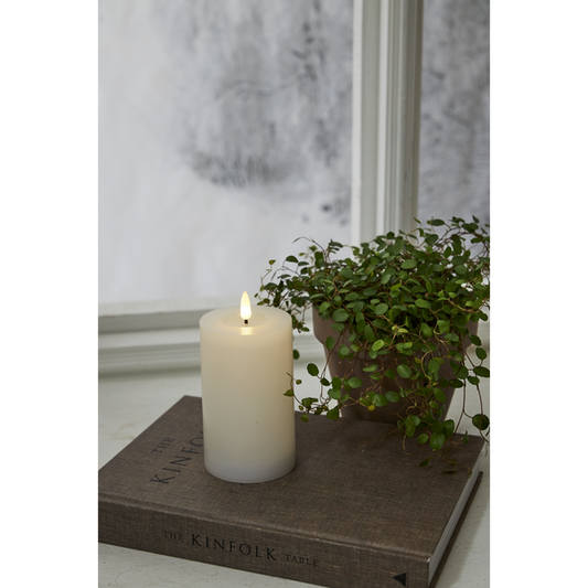 Stearinlys LED Blokklys Flamme Flow Hvit 15 cm