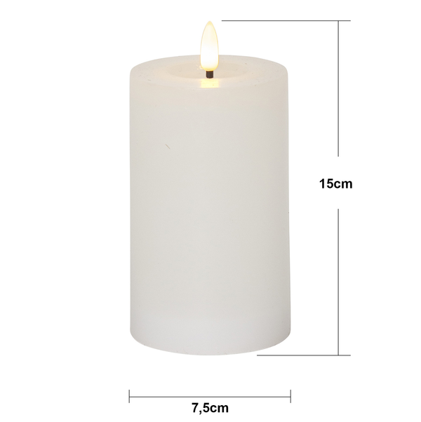 Stearinlys LED Blokklys Flamme Flow Hvit 15 cm