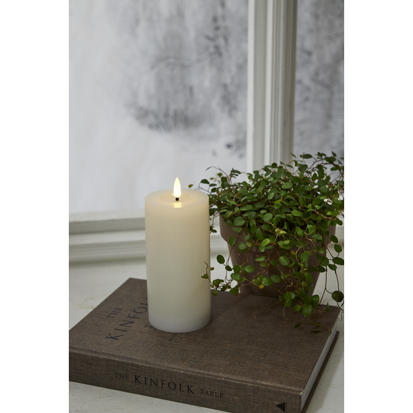 Stearinlys LED Blokklys Flamme Flow Hvit 17,5 cm