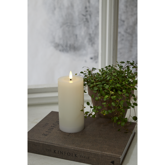 Stearinlys LED Blokklys Flamme Flow Hvit 17,5 cm