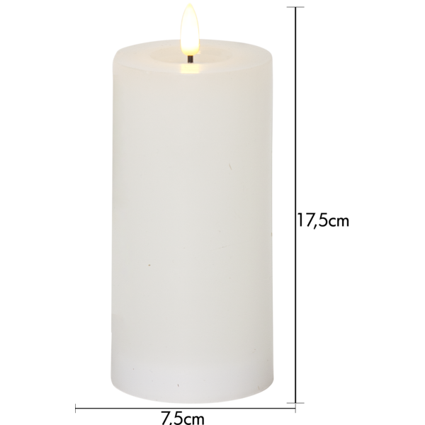 Stearinlys LED Blokklys Flamme Flow Hvit 17,5 cm