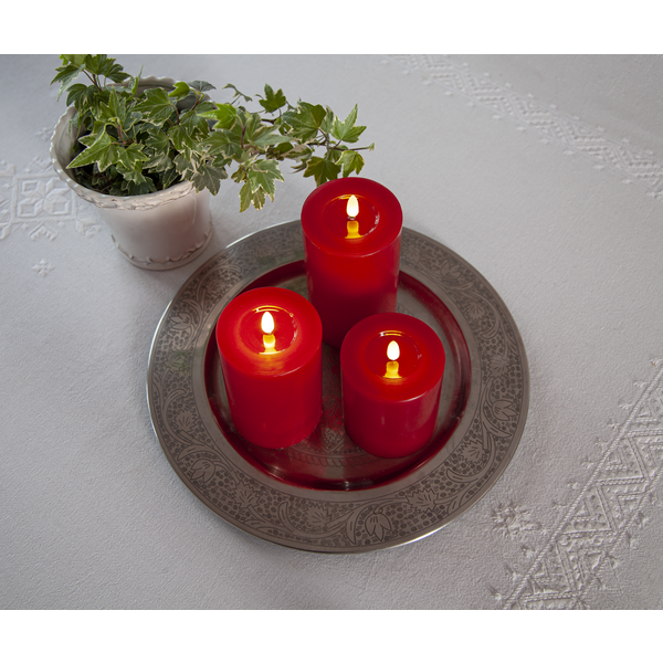 Stearinlys LED Blokklys Flamme Flow Rød 17,5 cm