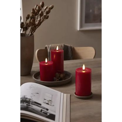 Stearinlys LED Blokklys Flamme Flow rød 15 cm