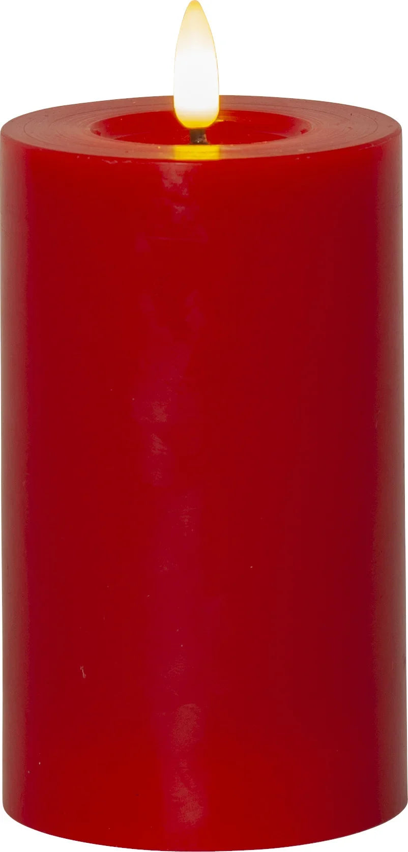 Stearinlys LED Blokklys Flamme Flow rød 15 cm