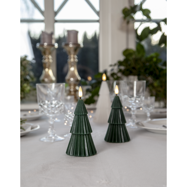 Belysning Jul LED blokklys Flamme Gran Grønn 15 cm