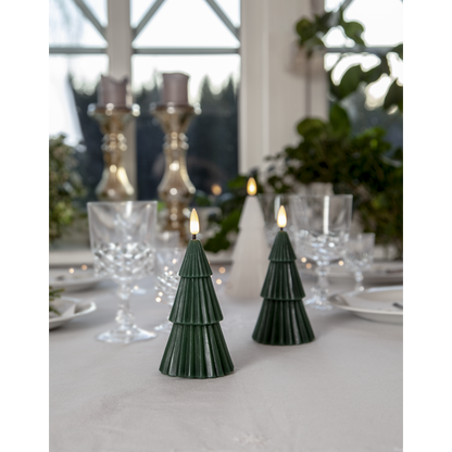 Belysning Jul LED blokklys Flamme Gran Grønn 15 cm