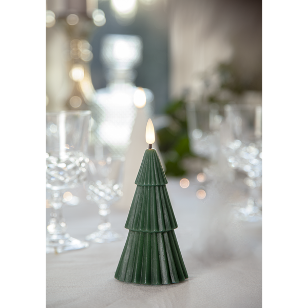Belysning Jul LED blokklys Flamme Gran Grønn 15 cm
