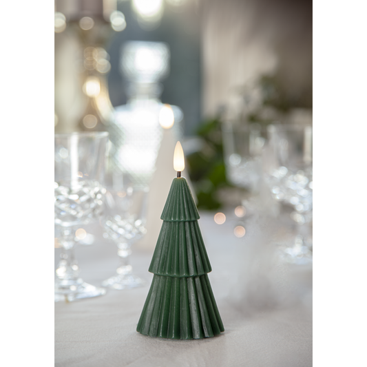 Belysning Jul LED blokklys Flamme Gran Grønn 15 cm