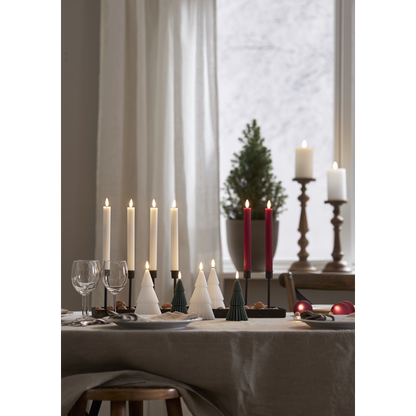 Belysning Jul LED Bloklys Flamme Gran Hvit 18 cm