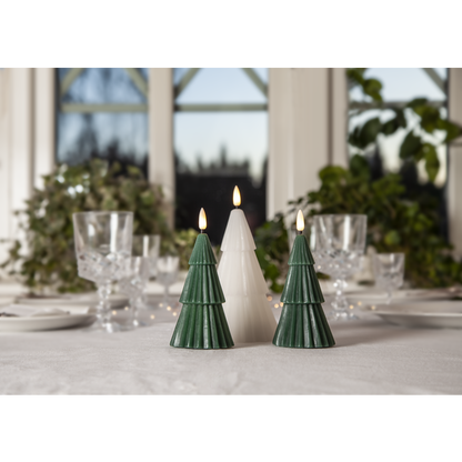 Belysning Jul LED Bloklys Flamme Gran Hvit 18 cm
