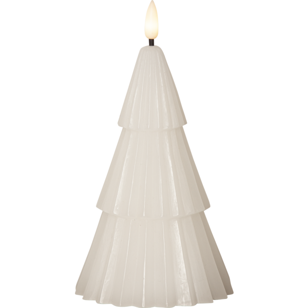 Belysning Jul LED Bloklys Flamme Gran Hvit 18 cm