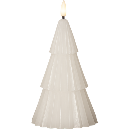 Belysning Jul LED Bloklys Flamme Gran Hvit 18 cm