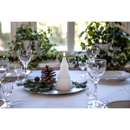 Belysning Jul LED Bloklys Flamme Gran Hvit 18 cm