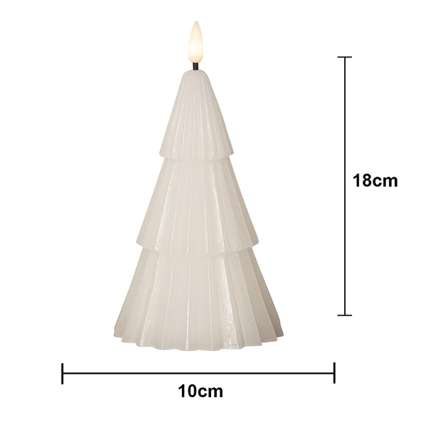 Belysning Jul LED Bloklys Flamme Gran Hvit 18 cm