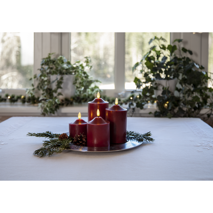 Stearinlys LED Blokklys Flamme Topp Rød 15 cm