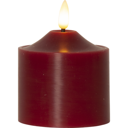 Stearinlys LED Blokklys Flamme Topp Rød 9,5 cm