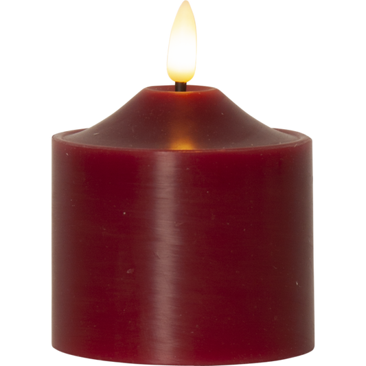 Stearinlys LED Blokklys Flamme Topp Rød 9,5 cm