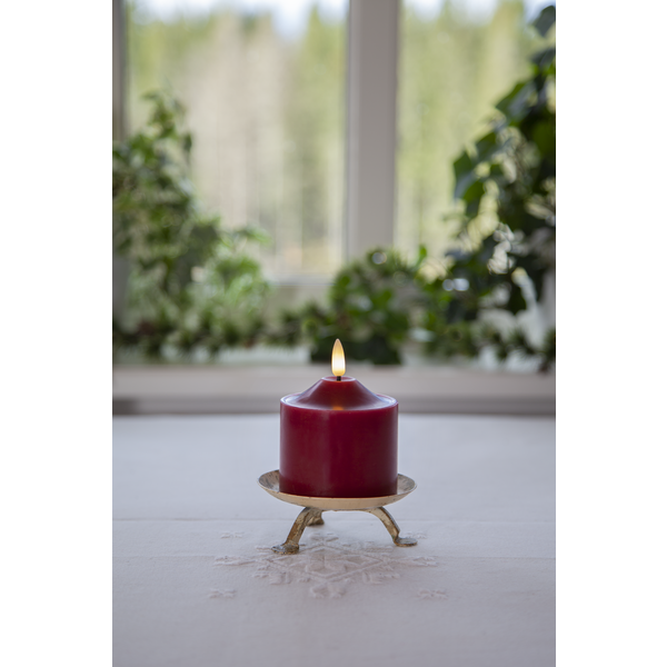 Stearinlys LED Blokklys Flamme Topp Rød 9,5 cm