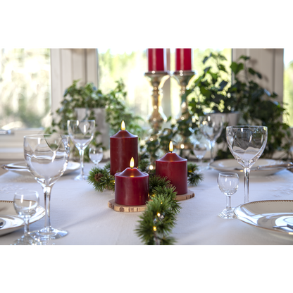 Stearinlys LED Blokklys Flamme Topp Rød 12 cm