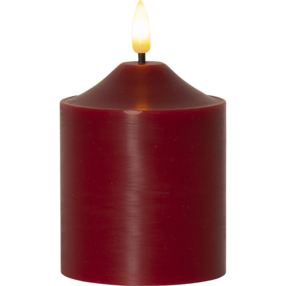 Stearinlys LED Blokklys Flamme Topp Rød 12 cm