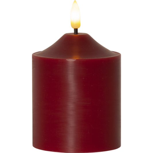 Stearinlys LED Blokklys Flamme Topp Rød 12 cm