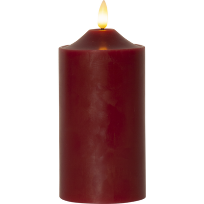 Stearinlys LED Blokklys Flamme Topp Rød 17 cm