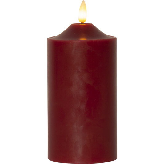 Stearinlys LED Blokklys Flamme Topp Rød 17 cm