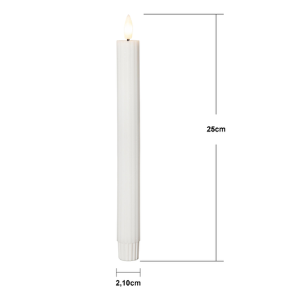 Stearinlys LED Antikklys 2-pakning  Flamme Stripe 25 cm Hvit