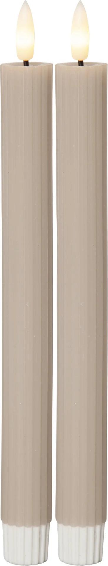 LED Antikklys 2-pack Flamme Stripe 25 cm Beige