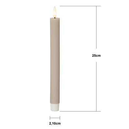 LED Antikklys 2-pack Flamme Stripe 25 cm Beige