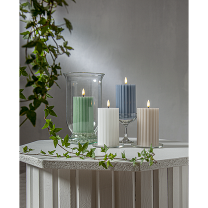 Stearinlys LED Blokklys Flamme Stripe grön 15 cm