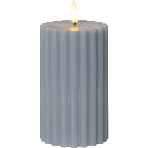 Stearinlys LED Blokklys Flamme Stripe Blå 15 cm