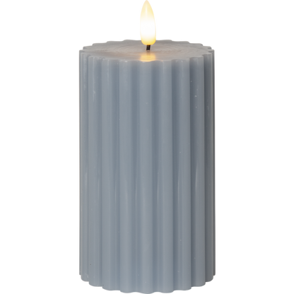 Stearinlys LED Blokklys Flamme Stripe Blå 15 cm