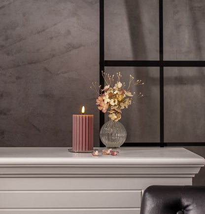 LED blokklys Flamme Stripe Gammelrosa 15 cm