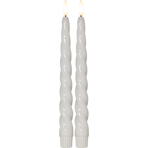 Stearinlys LED Antikklys 2-pakning Flamme Shine Hvit