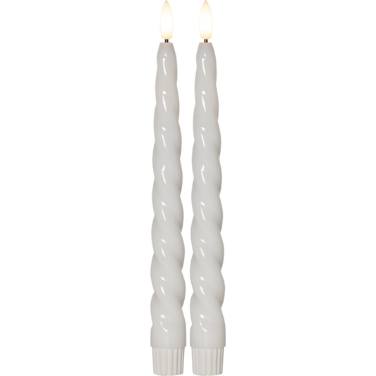 Stearinlys LED Antikklys 2-pakning Flamme Shine Hvit