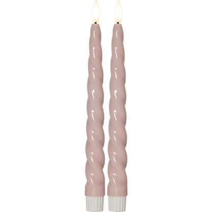 Stearinlys LED Antikklys 2-pakning Flamme Shine Rosa