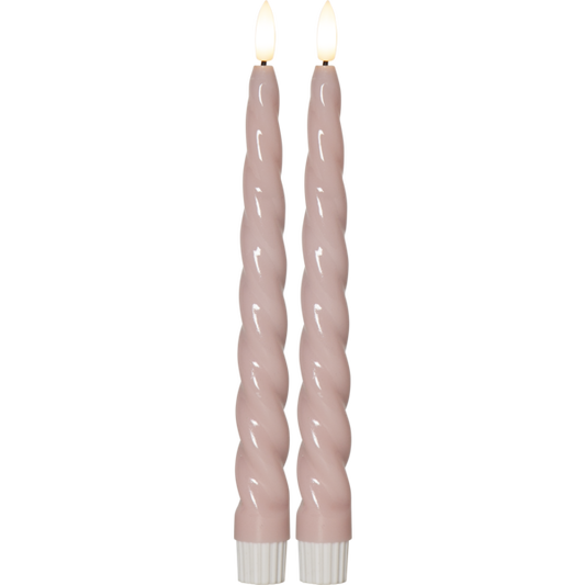 Stearinlys LED Antikklys 2-pakning Flamme Shine Rosa